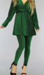 BF2023 Groen Longsleeve Glitter Jurkje met Knoopjes