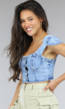 Denim Bustier met Korte Mouwtjes