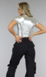 Zilveren Metallic Cropped T-Shirt