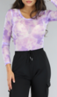 Lila Mesh Longsleeve Bodysuit met Print