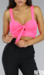 Neon Roze Crop Top met Strikje