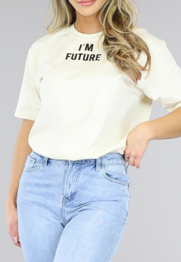 SALE50 Crème Oversized Future T-Shirt