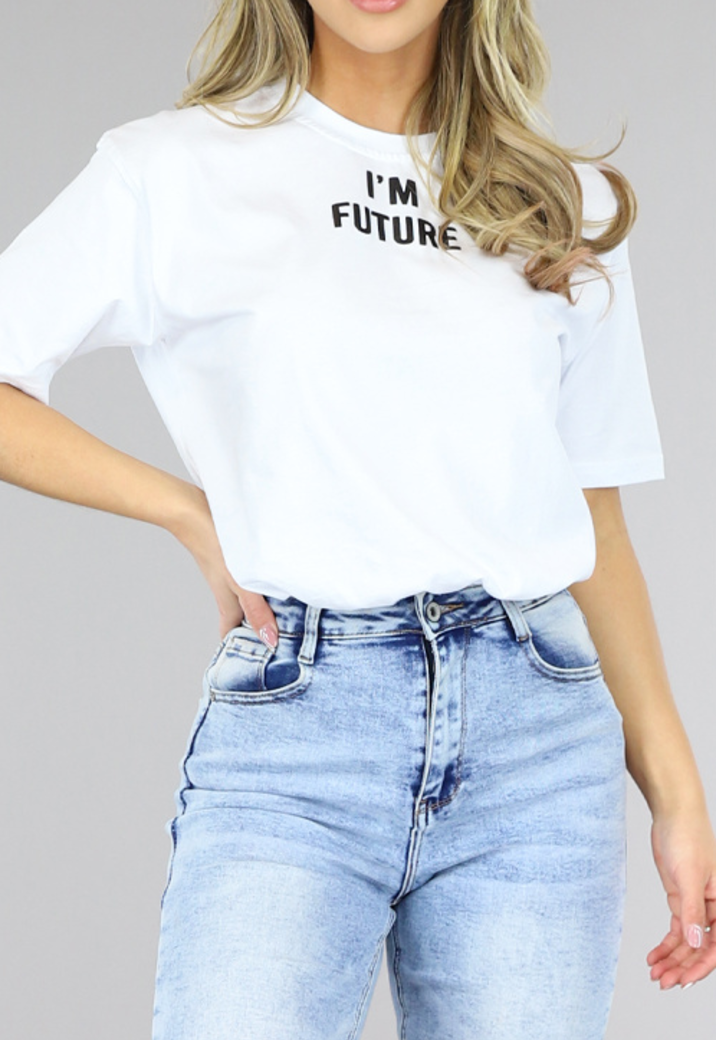 Wit Oversized Future T-Shirt met Bloemenprint