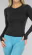 Zwarte Longsleeve Sporttop met Thermovoering