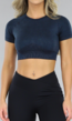 Donkerblauwe Knitted Sport Top