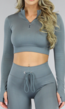 Grijze Rib Sporttop met Zipper