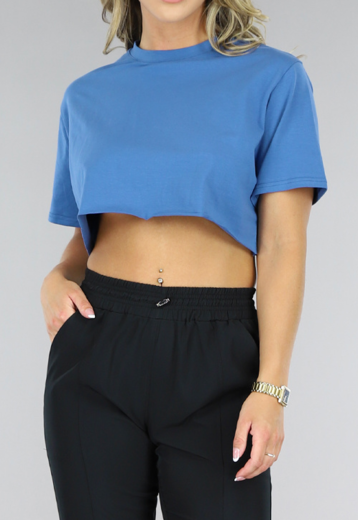 SALE35 Blauw Cropped T-Shirt