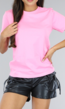 Roze Basic T-Shirt met Lichte Stretch