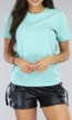 Mint Basic T-Shirt met Lichte Stretch