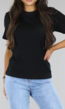 Zwart Basic T-Shirt met Lichte Stretch