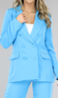 Blauwe Halflange Oversized Blazer met Blauwe Knopen