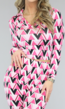 Fuchsia Longsleeve Retro Top met V-hals en Kraagje