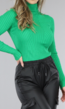 Groene Rib Bodysuit met Hoge Hals