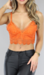 Oranje Gehaakte Crop Top met Borduursels