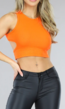 Oranje Rib Top met Uitsnede en Racer Hals
