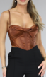 Bruine Satin Korset Top