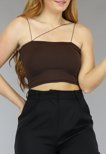 SALE35 Strappy Bruine Crop Top