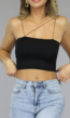 Zwarte Crop Top met Spaghettibandjes