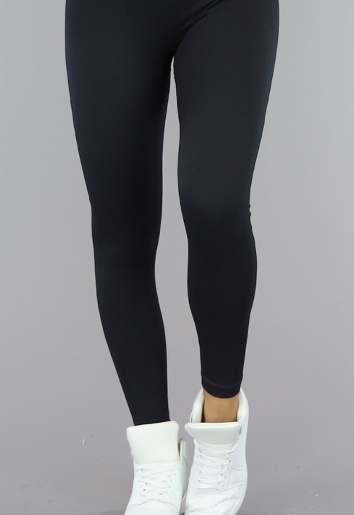 Zwarte Squatproof Sportlegging van Ribstof
