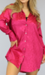 BF2023 Fuchsia Satin Blouse met Bloemen Print