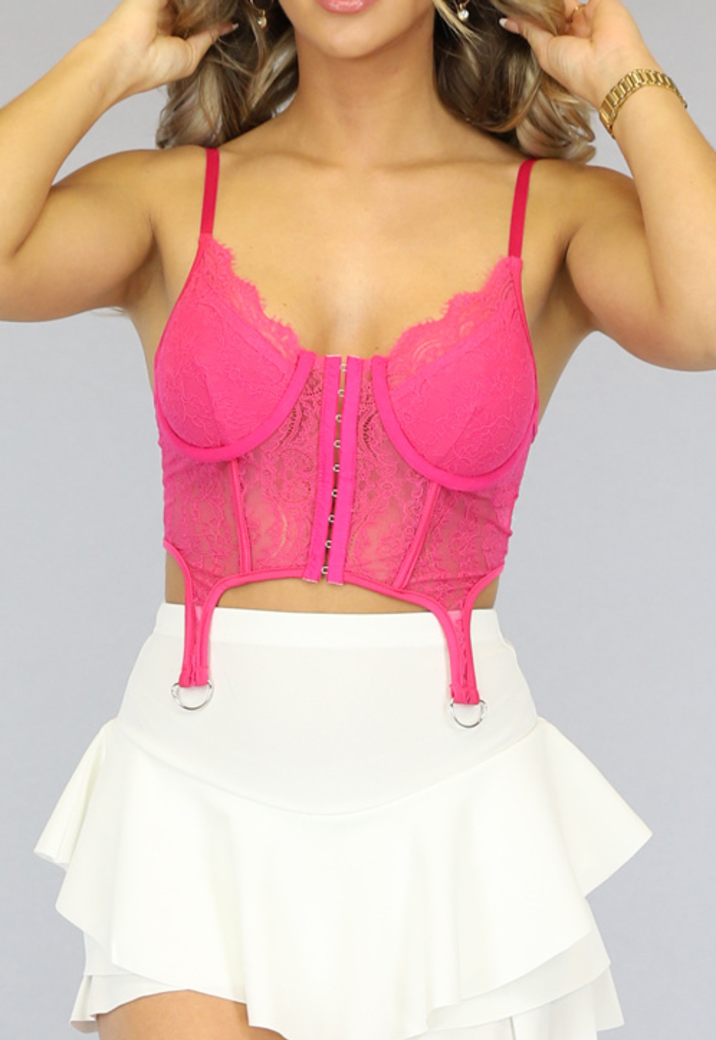 Fuchsia Kanten Bralette met Cups