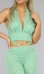 Groene Retro Halter Crop Top