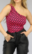 OP=OP! Roze One Shoulder Body met Print