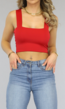 Rode Crop Top met Vierkante Hals