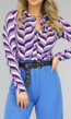 Multicolor Retro Zigzag Shirt met Knoopsluiting