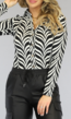 Zwart/Wit Retro Zigzag Shirt met Knoopsluiting