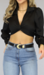 OP=OP! Zwarte Crop Blouse met Strikdetail