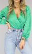 Groene Satin Luipaard Body