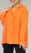 Oranje Oversized Blouse met Kraagje