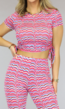 Geplooid Roze/Wit Retro Topje met Veters