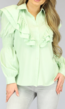 Mintgroene Ruches Blouse met Scrunch Details