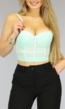 Mintgroen Mesh Crop Bustier met Cups