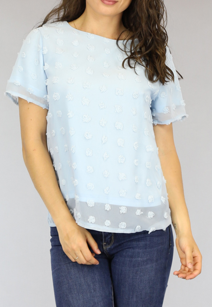 Lichtblauw Loose-Fit Polkadot Shirt