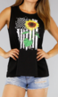 SALE Zwarte Tanktop met Zonnebloem