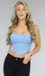 Denim Crop Top met Ritssluiting