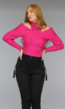 Fuchsia High Neck Top met Cut Outs en Overslag