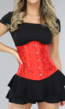 Rode Satin Underbust Korset met Borduursels