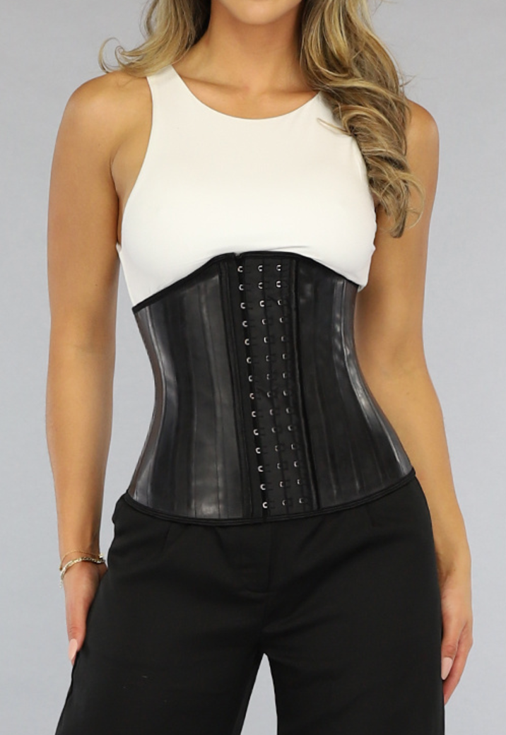 Zwarte Lederlook Waist Trainer