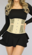 Beige Underbust Korset met Kanten Overlay