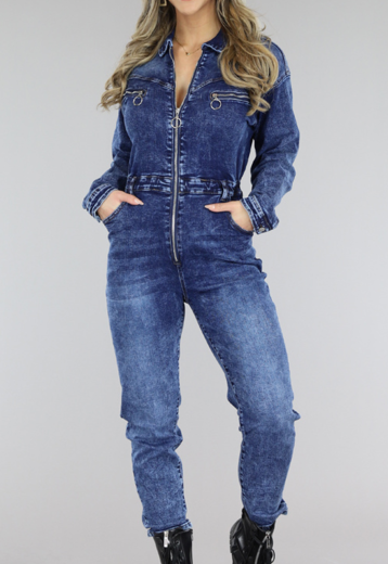 Donkerblauwe Denim Jumpsuit