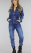 Donkerblauwe Denim Jumpsuit met Zipper