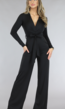 Zwarte Jumpsuit met Wijde Pijpen en Tailleband