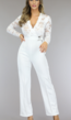 Nette Witte Jumpsuit met Kant en Tailleriem