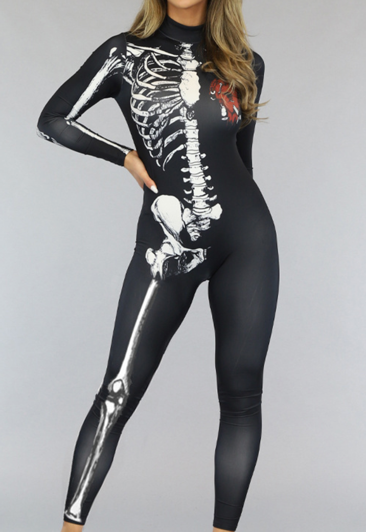 Aansluitend Skelet Jumpsuit
