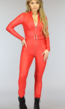 BF2023 Rode Wetlook Jumpsuit met Tailleriem