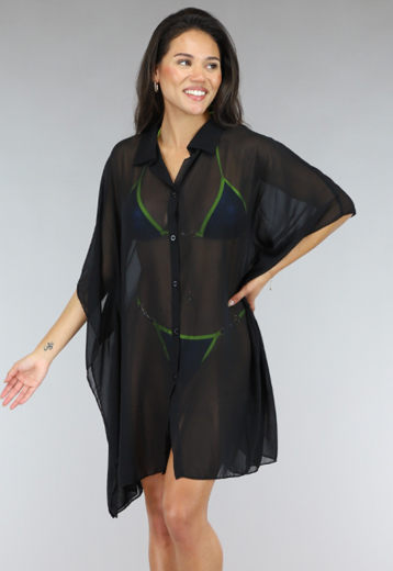 BF2023 Zwarte Mesh Cover Up Blouse